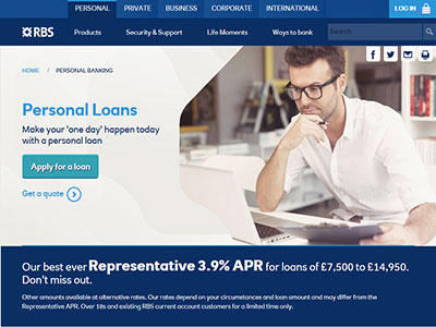 Royal Bank of Scotland homepage