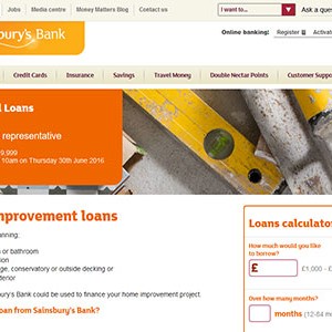 Sainsbury's Bank homepage