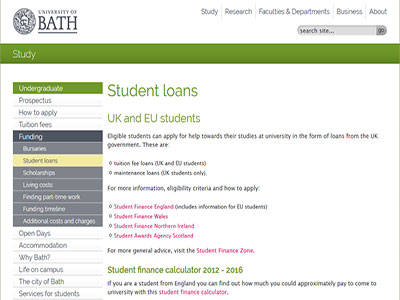 University of Bath homepage