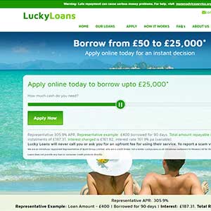 Lucky Loans homepage