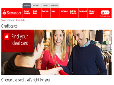 Santander Credit Cards homepage