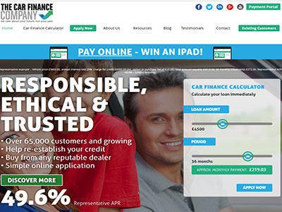 The Car Finance Company and GCC Servicing homepage