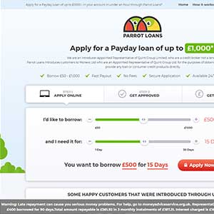 Parrot Loans homepage