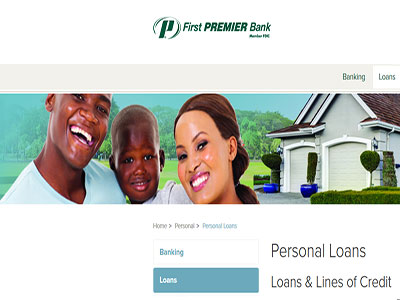 First Premier Bank homepage