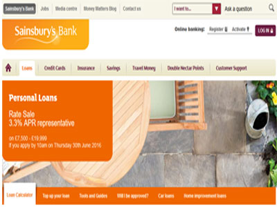 Sainsbury’s Bank homepage