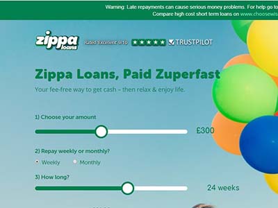 Zippa Loans homepage