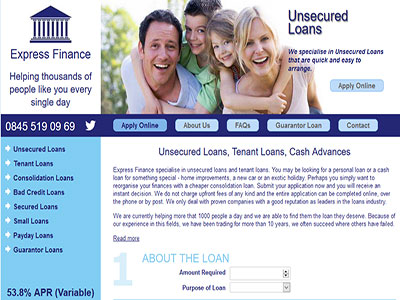 Express Finance homepage