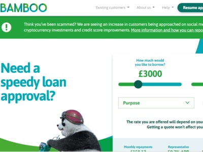 Bamboo Loans homepage