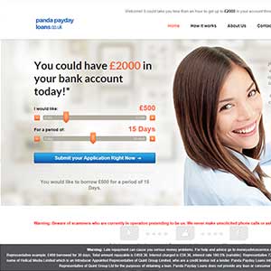 Panda Payday Loans homepage