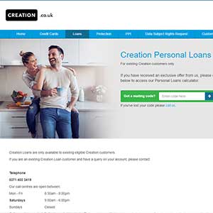 Creation Finance homepage