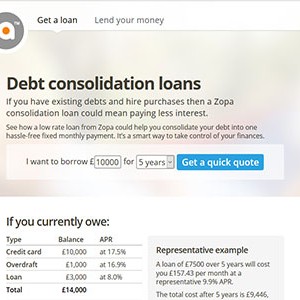 Zopa homepage
