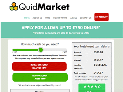 QuidMarket homepage