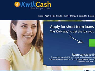 Kwik Cash homepage